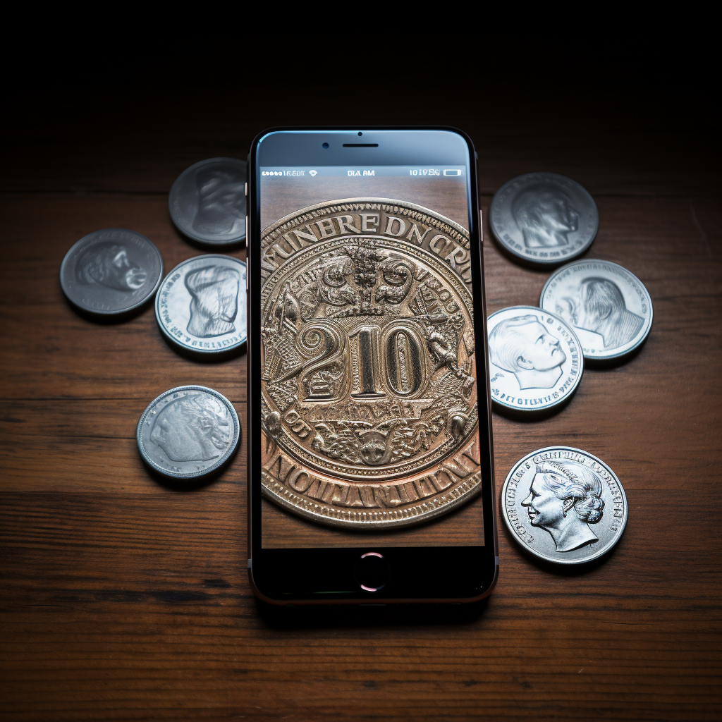 coinage and old phone