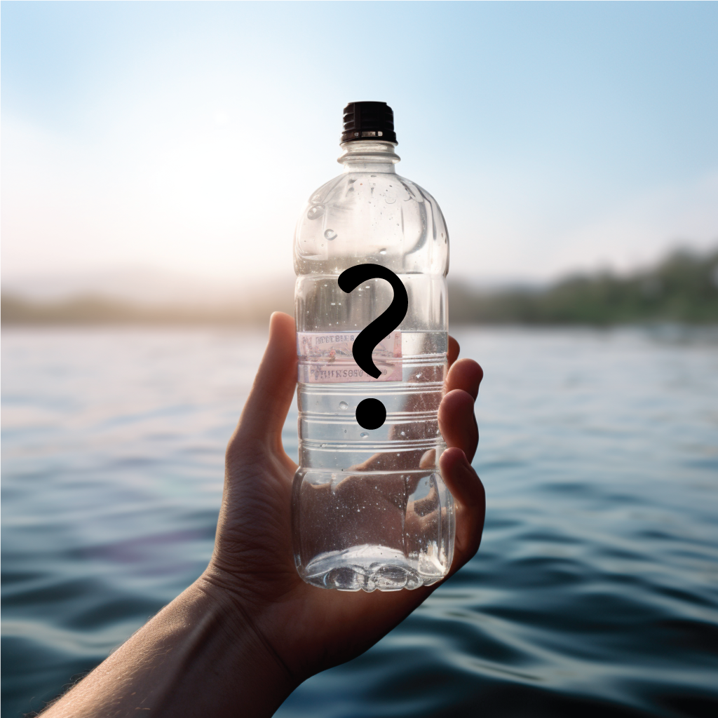 plastic water bottle with question mark - wish-cycling recycling