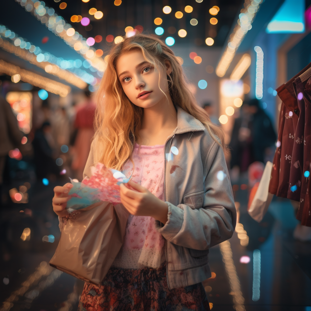 Ai image, young woman shopping - Gen Z holiday