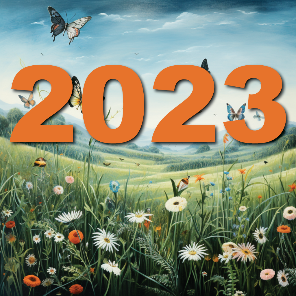 graphic 2023 in flower field - climate and nature 2023