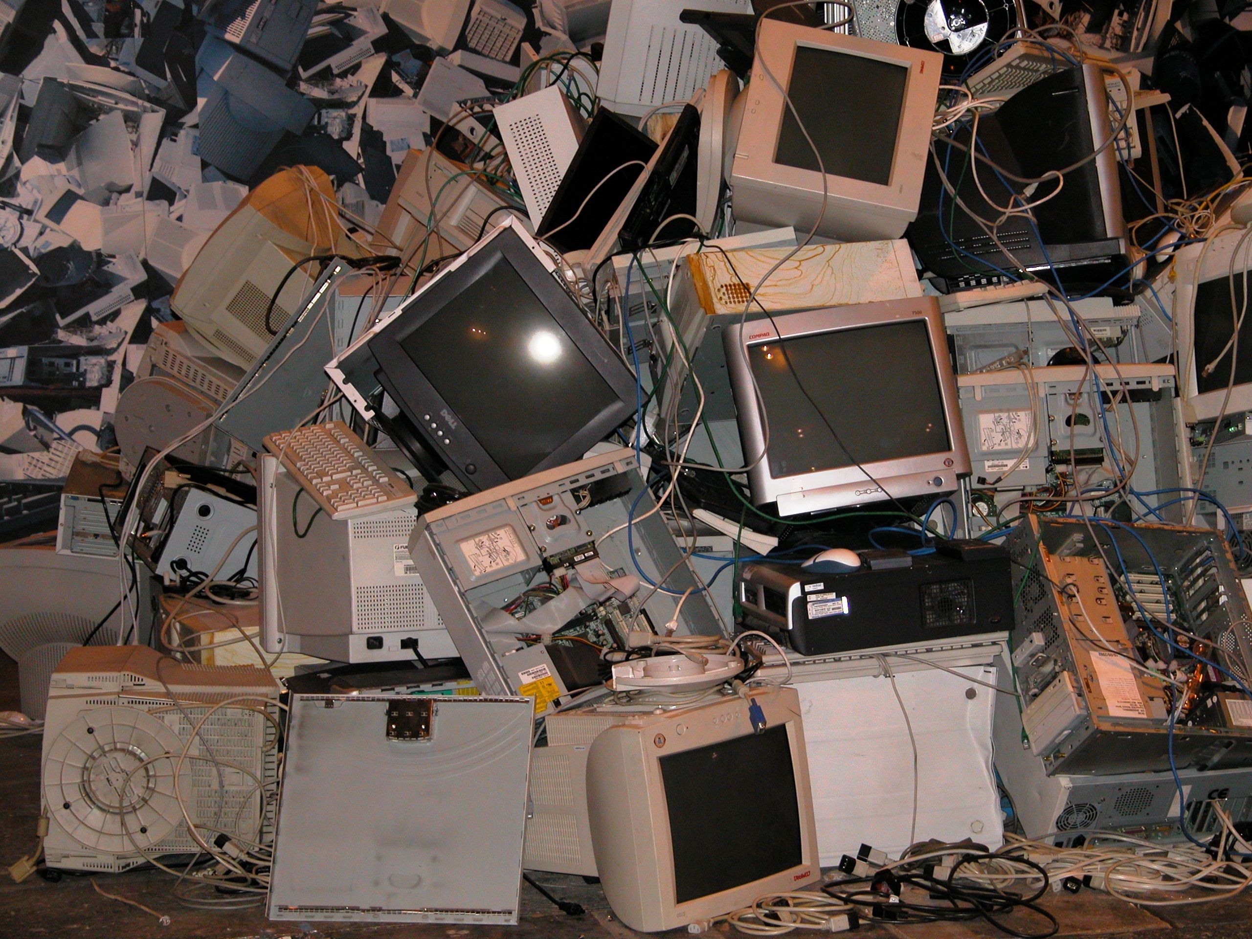 pile of discarded electronics - IT equipment during transition