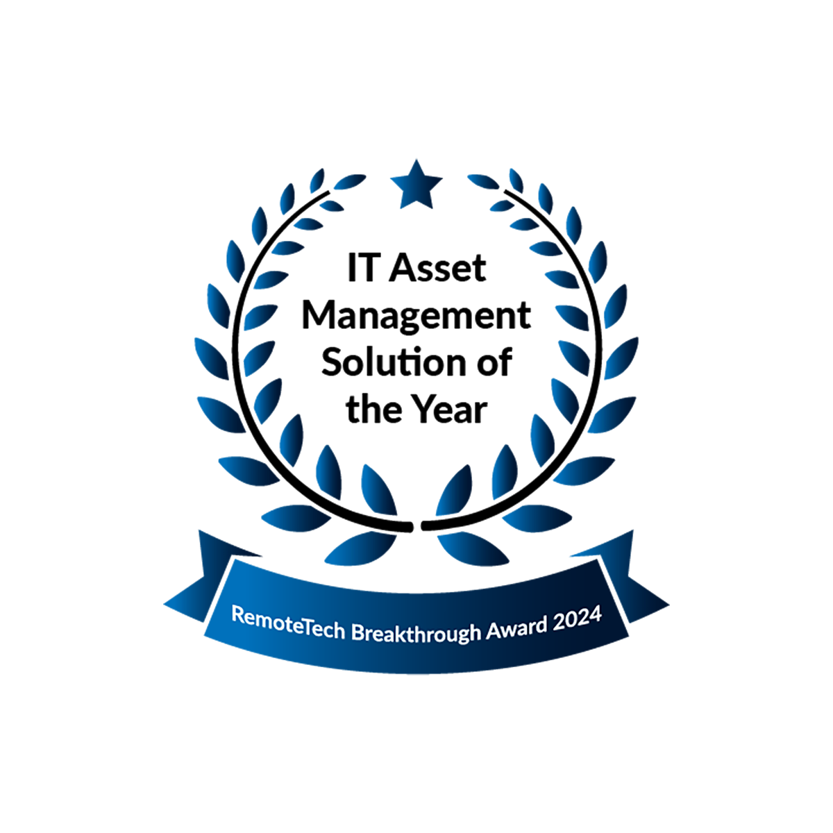 it asset management solution of the year blue logo - crown of leaves